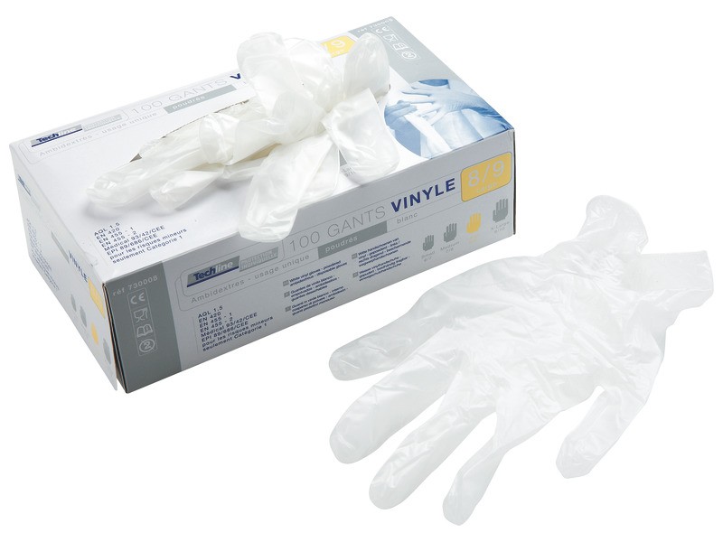 gants vinyle x100 TAILLE L 8/9 - Hyperfetes